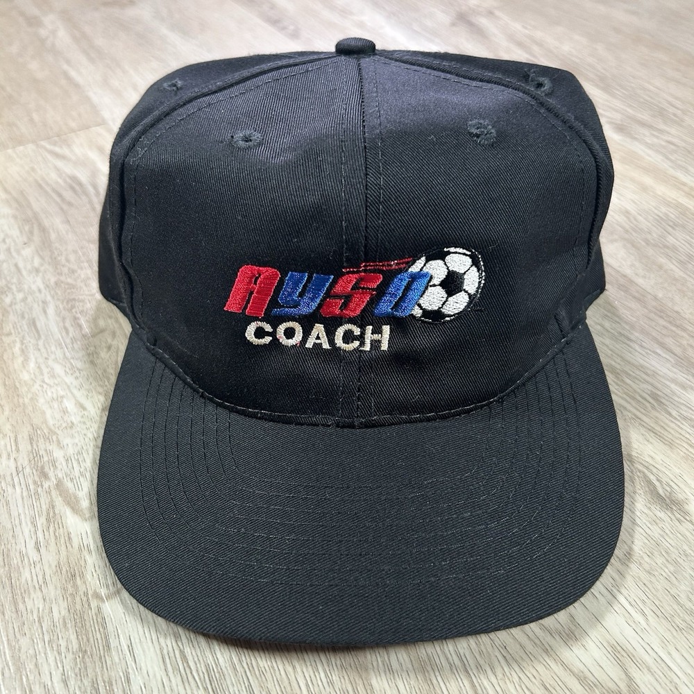 VTG AYSO Youth Soccer Coach Snapback Hat Otto Black Cap
